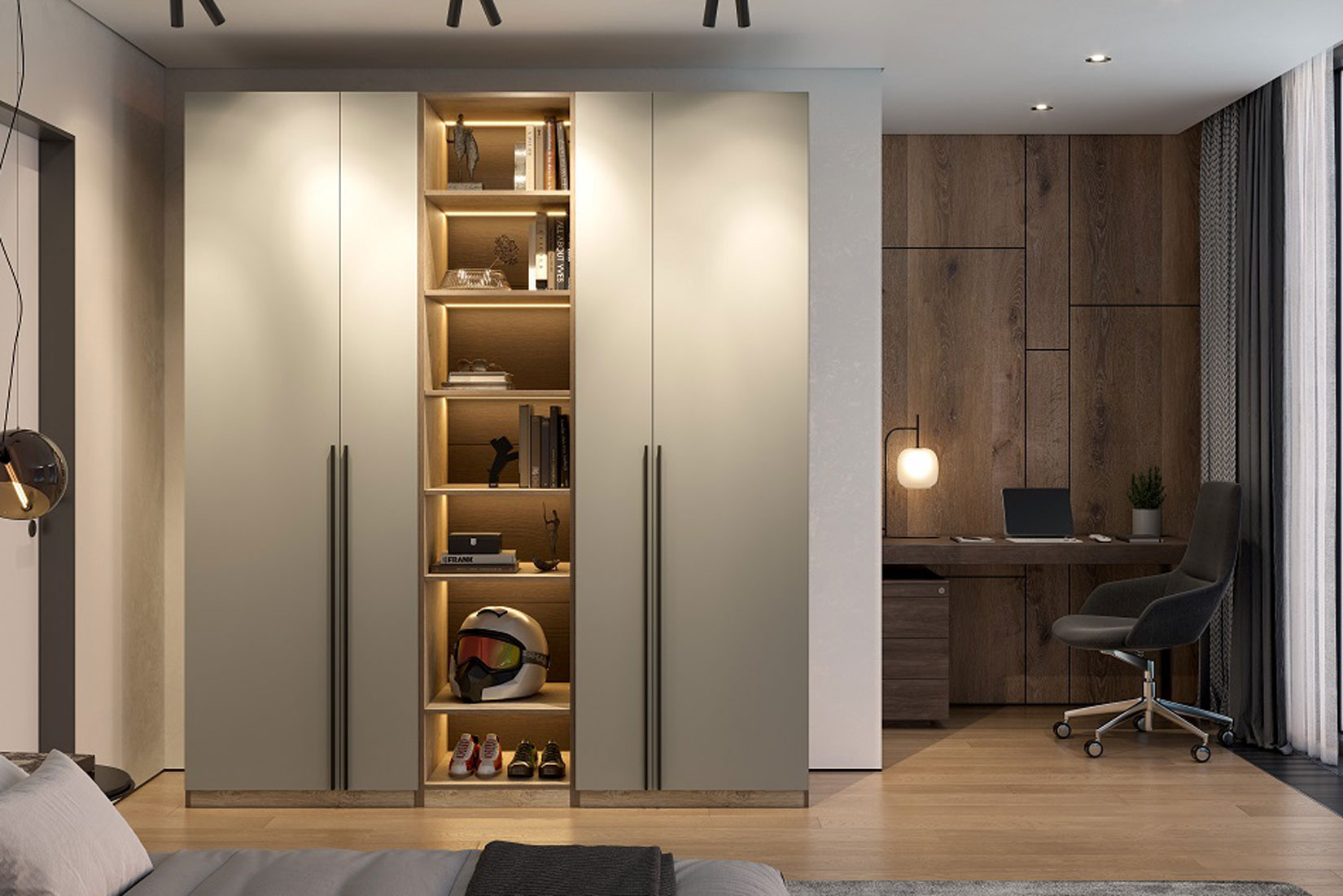 Этна 2 м Шкаф для одежды Дуб эндгрей необработанный/Софт грей