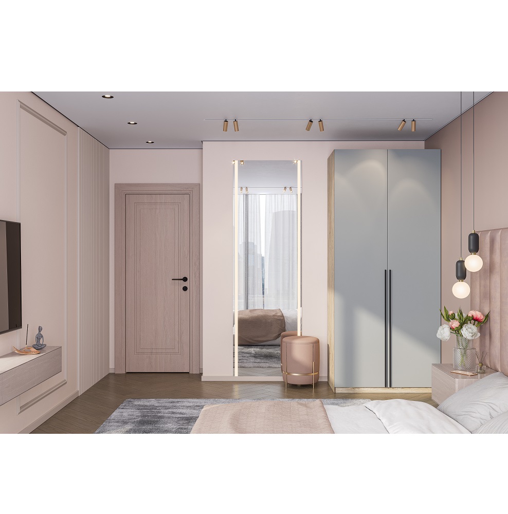 Этна 1 м Шкаф для одежды Дуб эндгрей необработанный/Софт грей