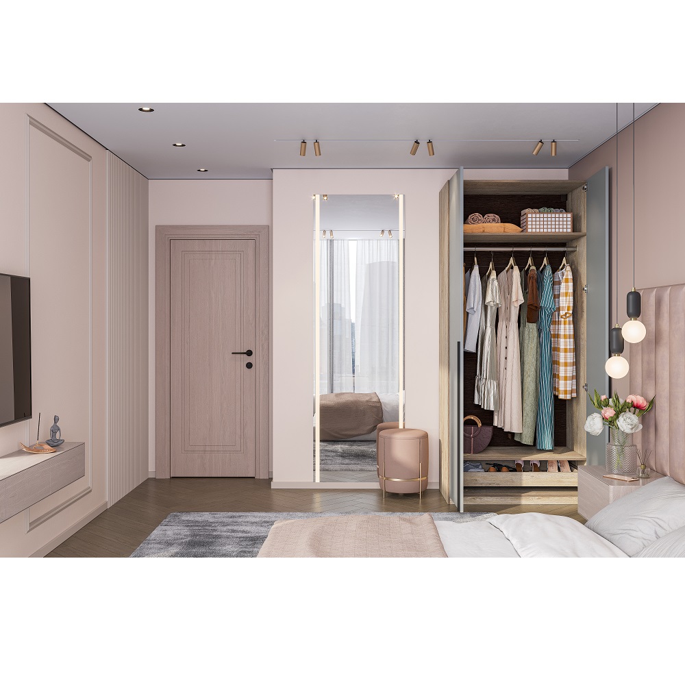 Этна 1 м Шкаф для одежды Дуб эндгрей необработанный/Софт грей