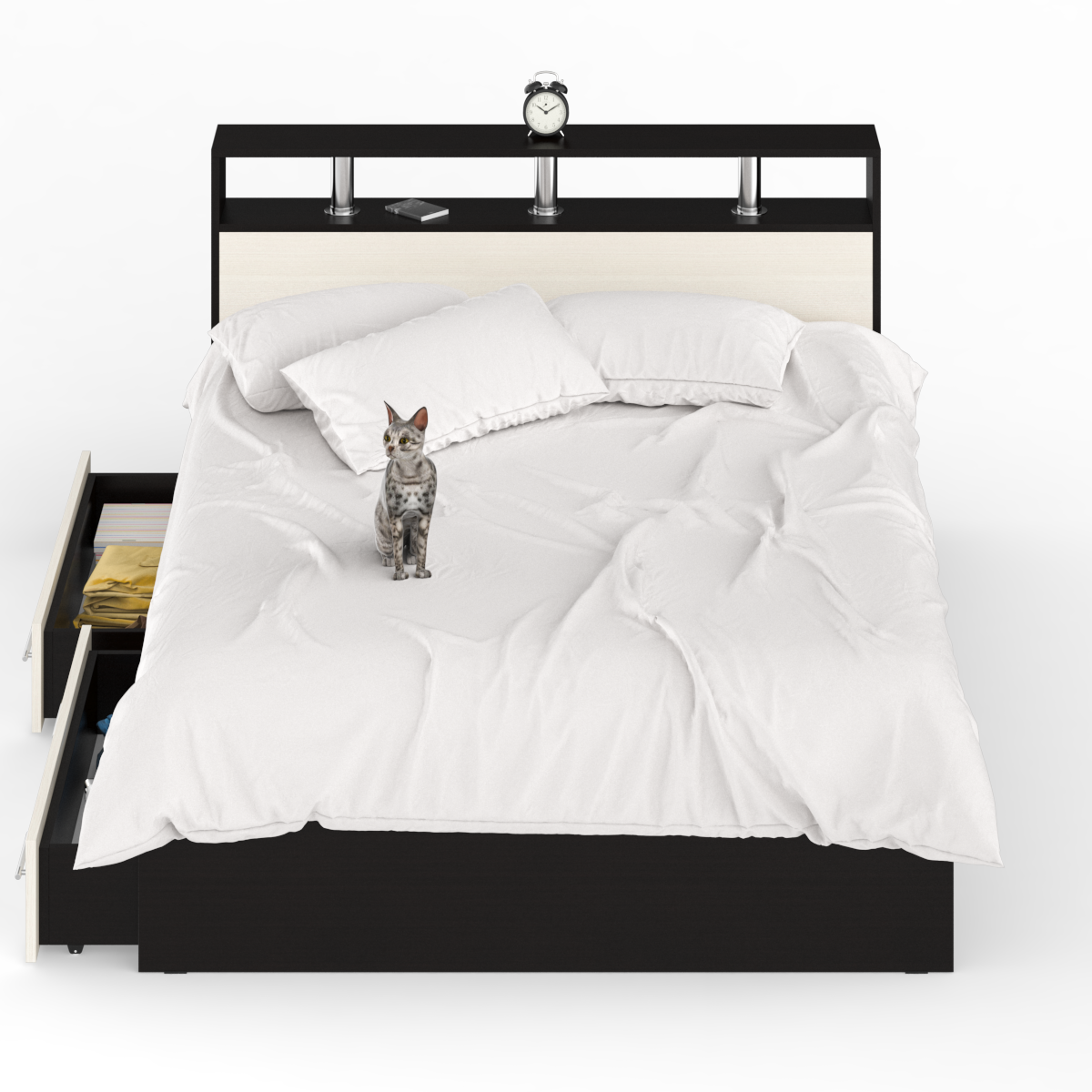 Камелия Кровать 140 с ящиками с ортопед. основанием Венге/Дуб лоредо