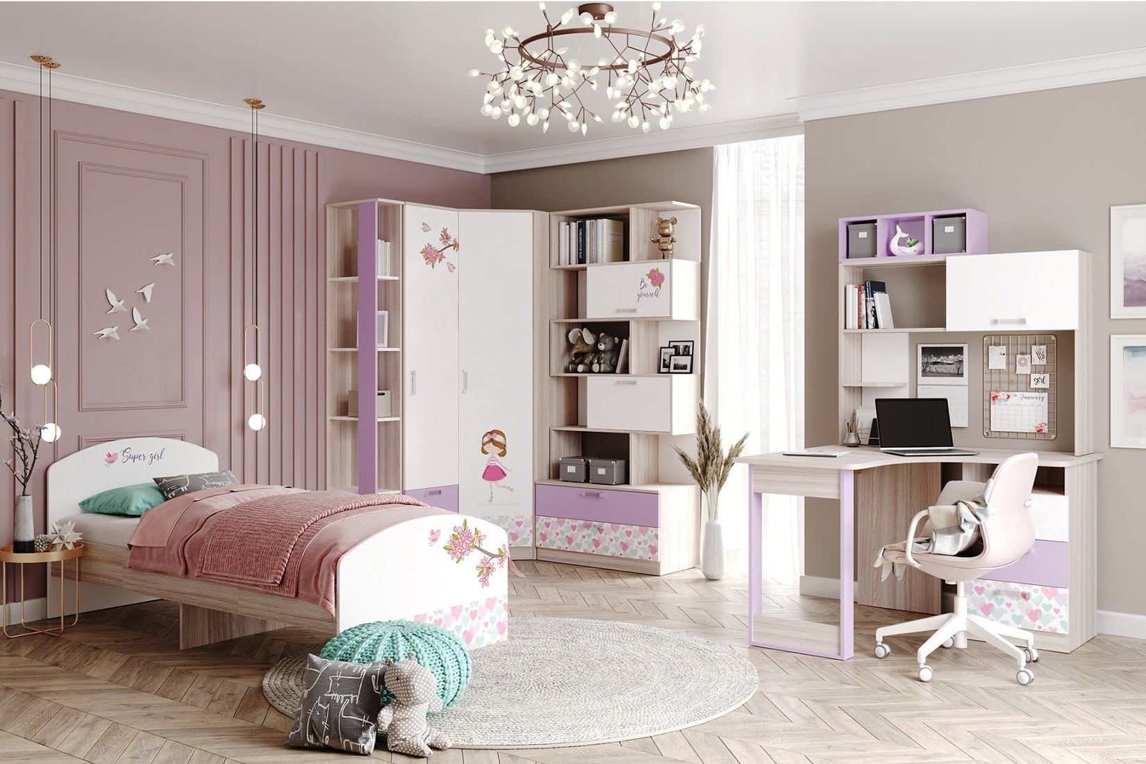 Адель детская спальня Шимо светлый/Ирис