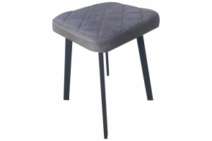 Риони Табурет квадрат с прострочкой замша 11 серый/черный профиль