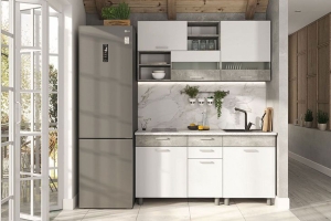 Денвер Кухня 1,6 Ателье светлый/Белый шагрень