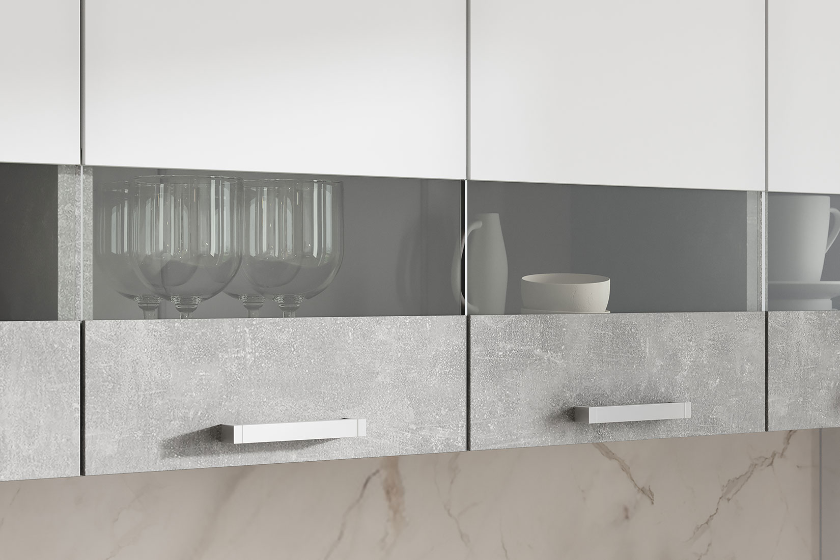 Денвер Кухня 2,0 Ателье светлый/Белый шагрень