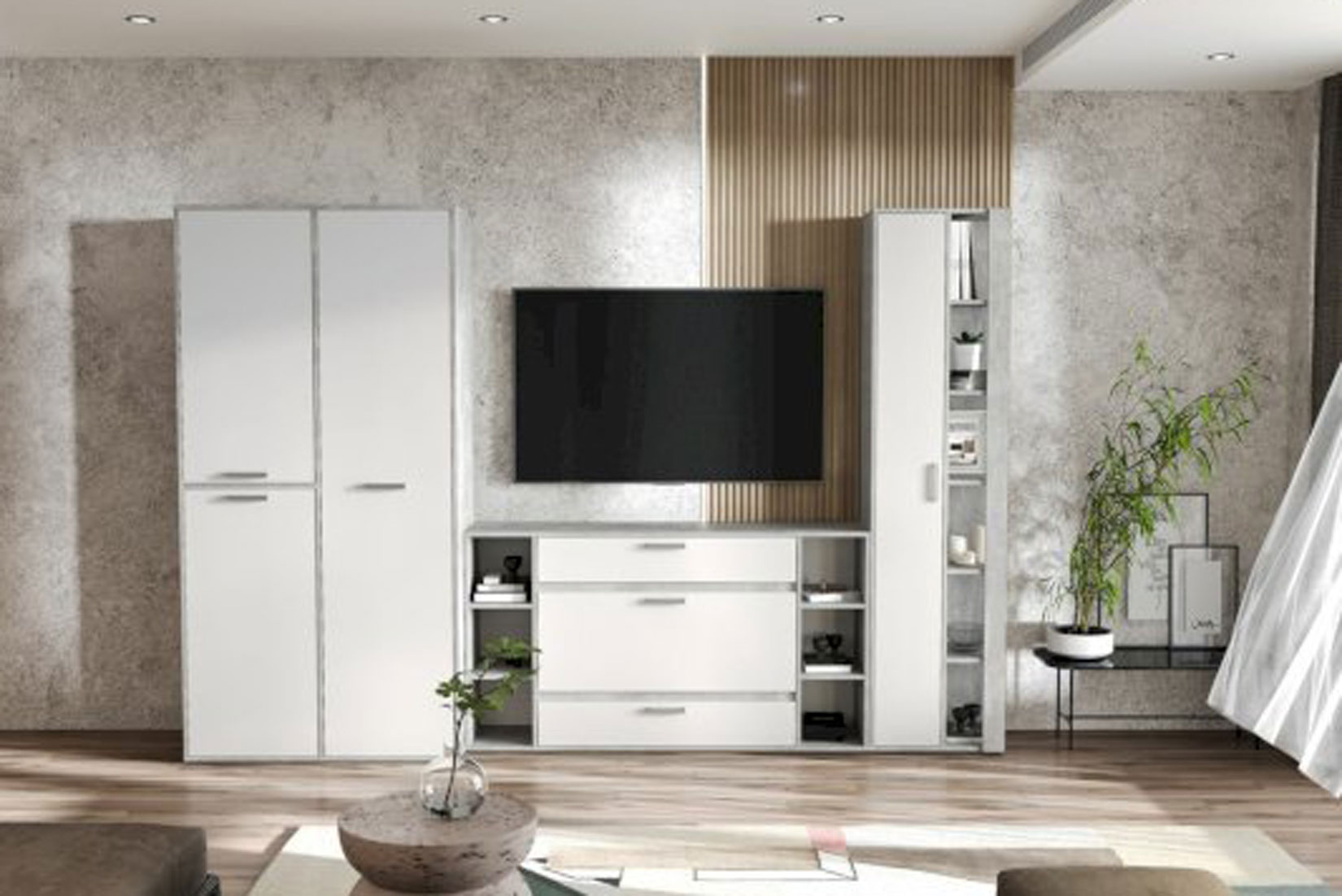 Денвер КМ 02 Комод Белый/Ателье светлый