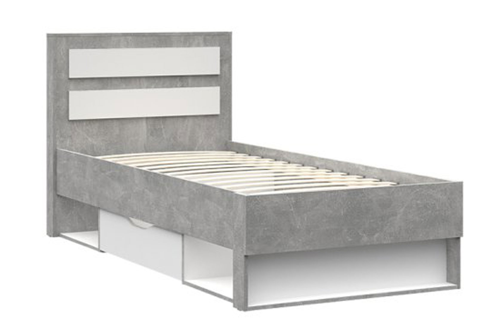 Денвер КР 01 Кровать 90х200 с ортопед. основанием Белый/Ателье светлый