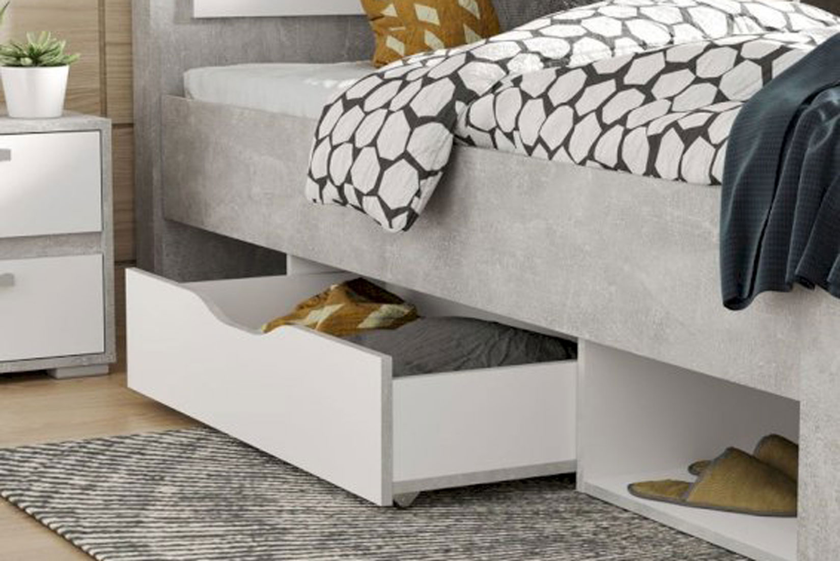 Денвер КР 01 Кровать 90х200 с ортопед. основанием Белый/Ателье светлый