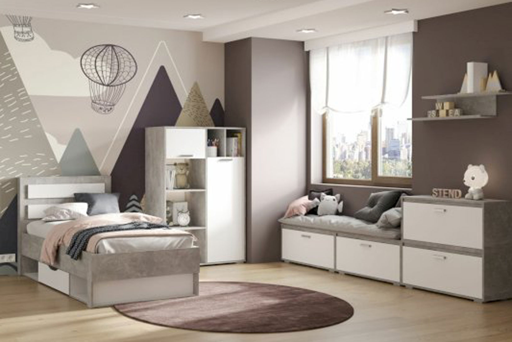 Денвер КР 01 Кровать 90х200 с ортопед. основанием Белый/Ателье светлый