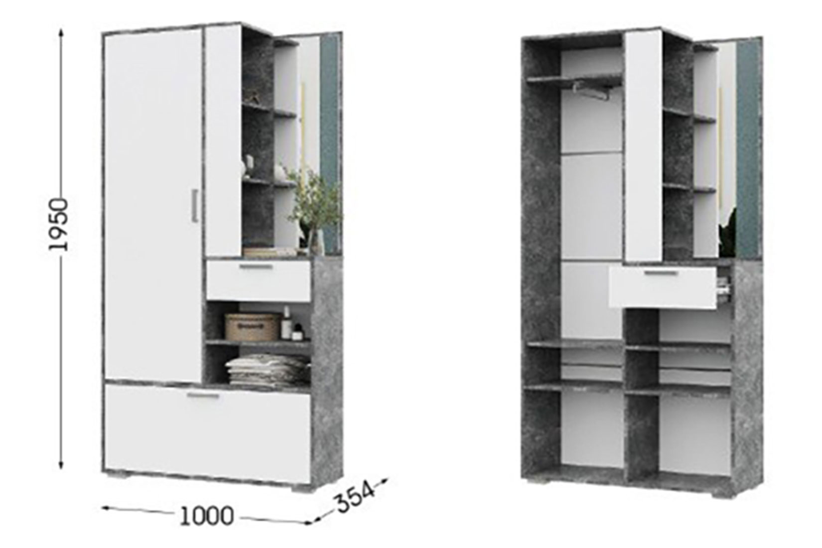 Денвер Прихожая Ателье светлый/Белый шагрень