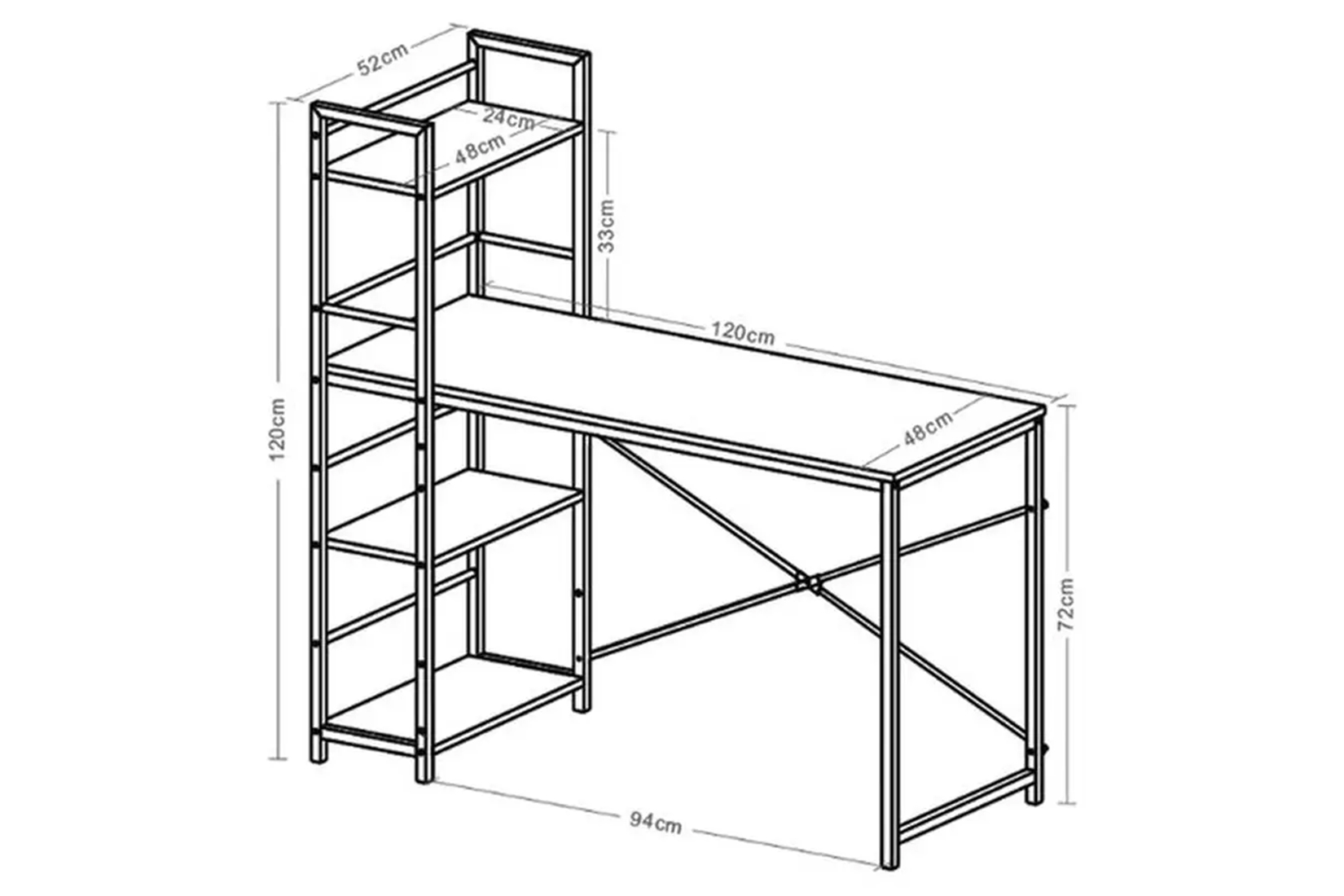 BRABIX LOFT CD-005 Стол на металлокаркасе 3 полки Дуб мореный