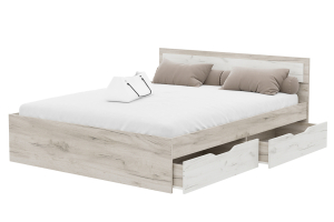 Гармония КР 606 120 Кровать с ящиками дуб крафт белый/дуб крафт серый