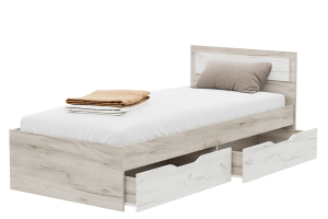 Гармония Кровать КР 608 90 с ящиками дуб крафт белый/дуб крафт серый