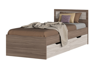  Гармония КР 607 Кровать с ящиками 80 с ДВП  настилом шимо темный/шимо светлый