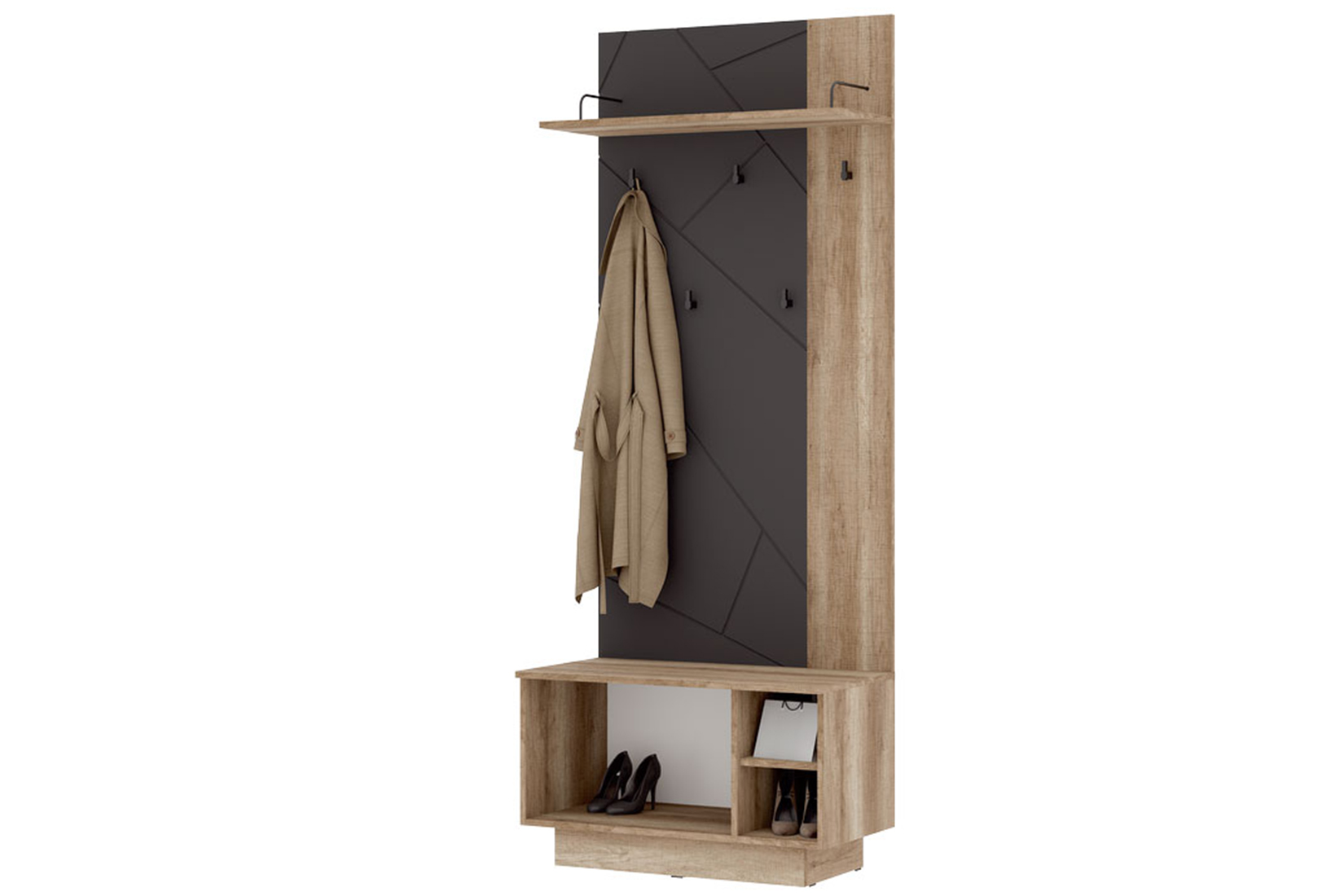 Даллас ВШ-01 Вешалка Дуб каньон/Софт графит