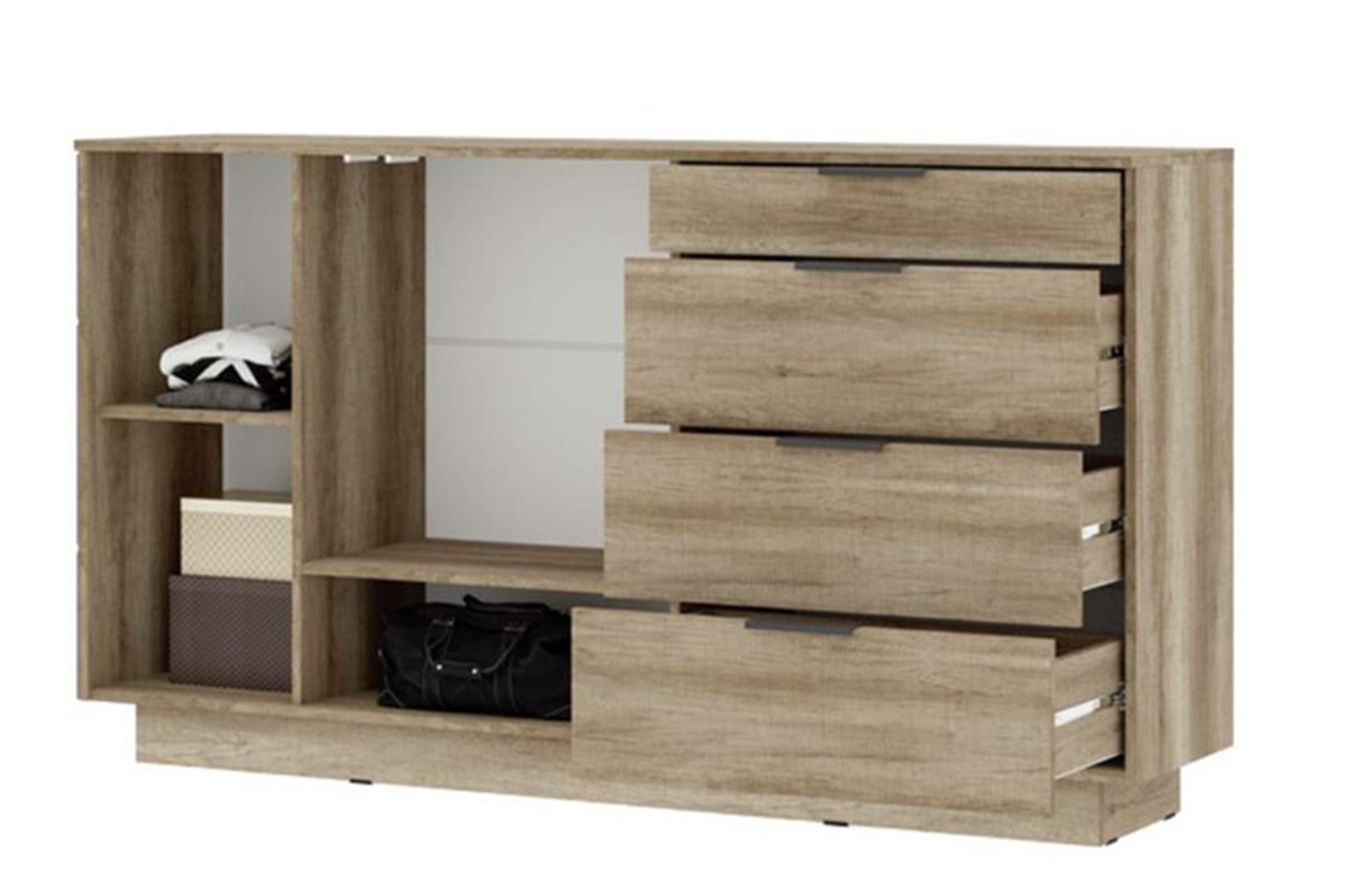 Даллас КМ-02 Комод 1704 4 ящика Дуб каньон/Софт графит