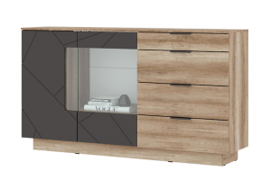 Даллас КМ-02 Комод 1704 4 ящика Дуб каньон/Софт графит