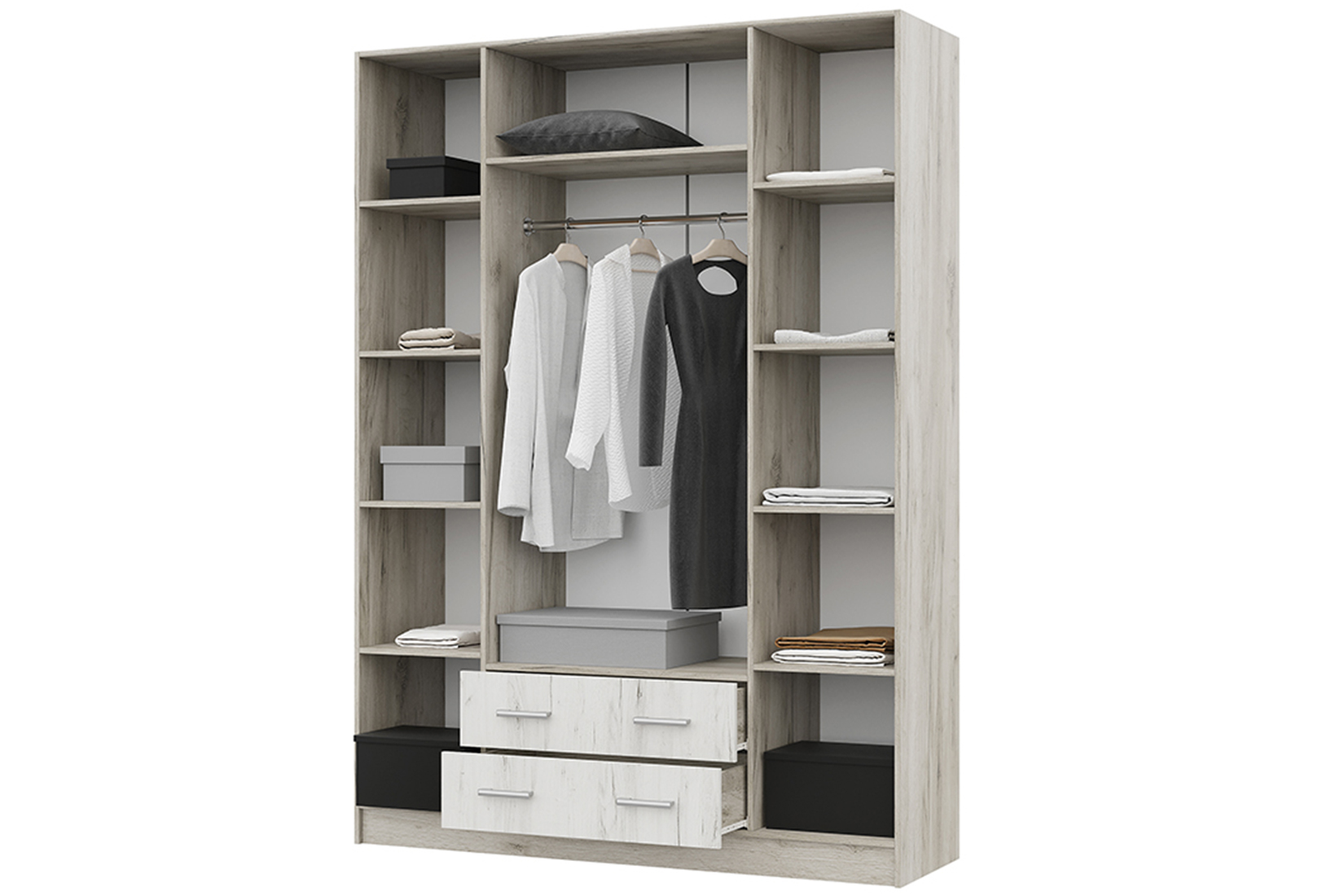 Гармония ШК 602  М Шкаф 4х ств. дуб крафт белый/дуб крафт серый