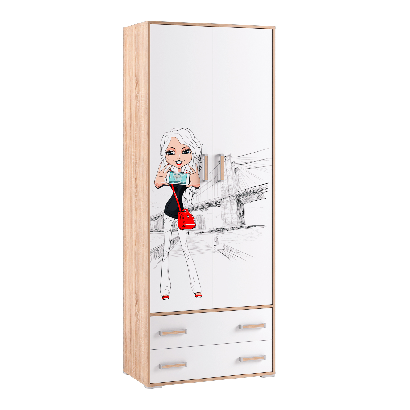 Бланка Фасад для шкафа 2-хств Белый с фотопечатью