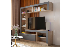 Гаванна стенка в гостиную дуб крафт серый/графит