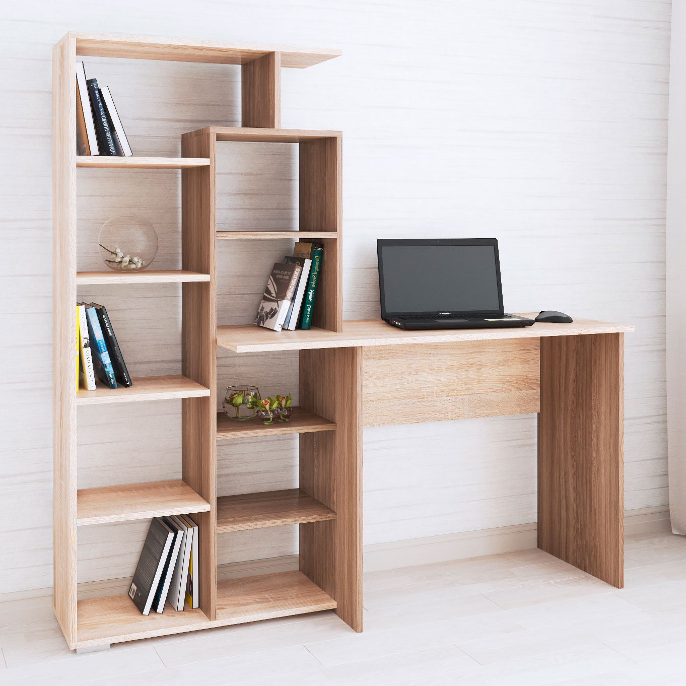 Квартет-4 Стол компьютерный ясень шимо/дуб сонома