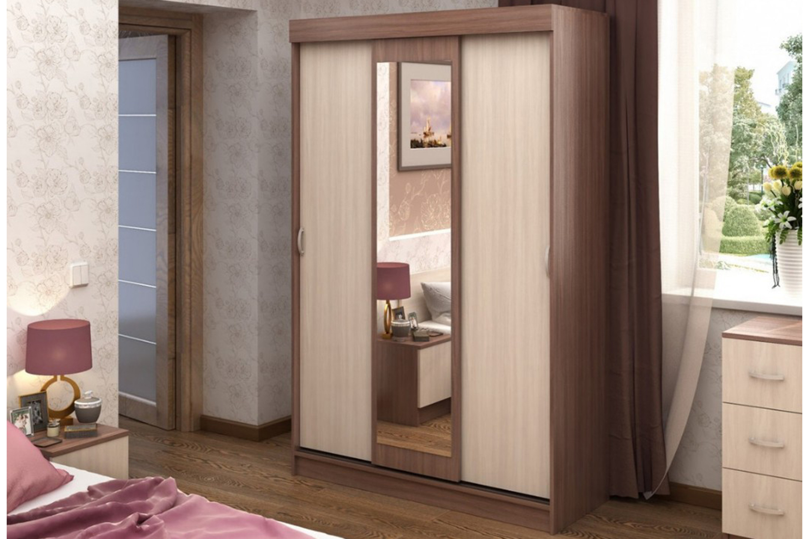 Андрей-4 шкаф-купе ясень шимо темный/ясень шимо светлый