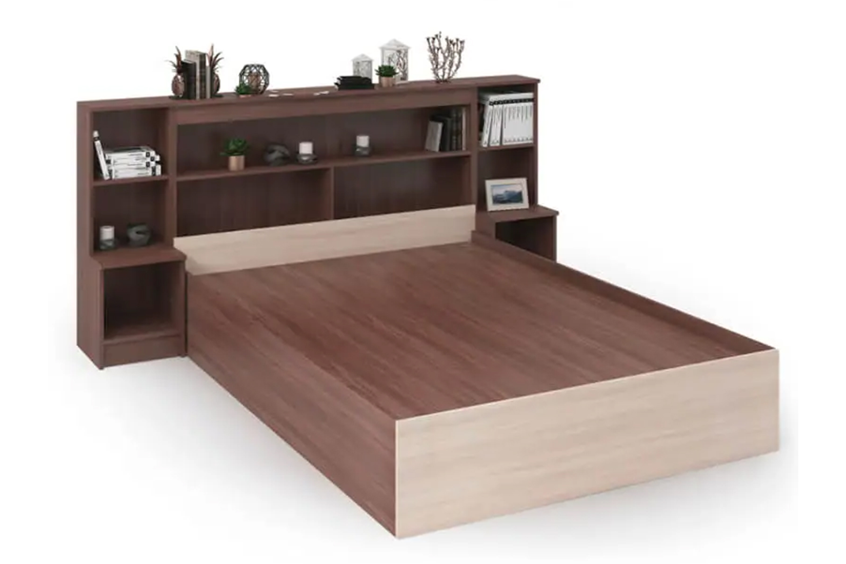 Бася КР 552 Кровать 160х200 с прикроватными блоками шимо темный/шимо светлый