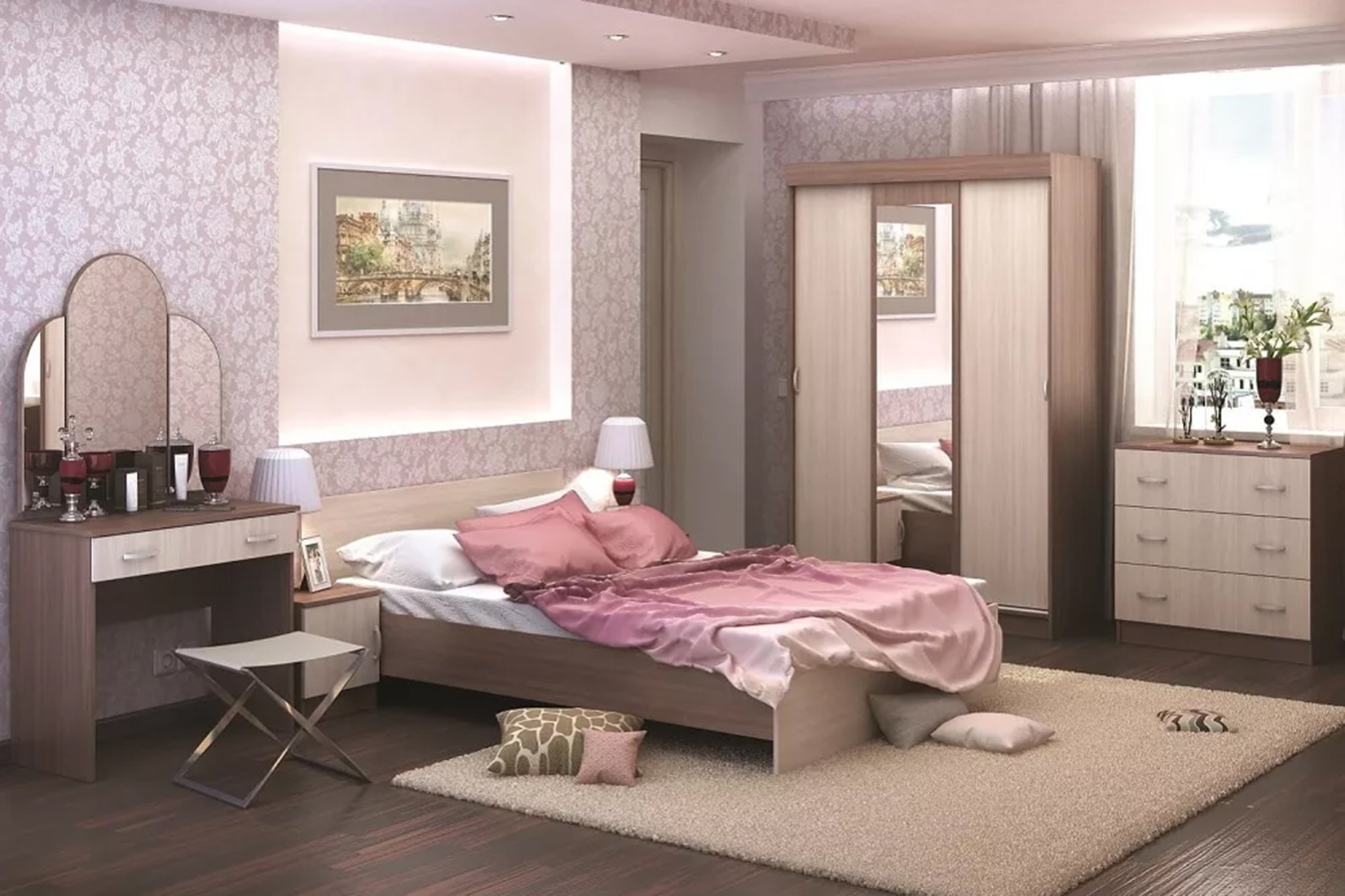 Бася ШКК 551 Шкаф-купе шимо темный/шимо светлый