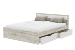 Гармония КР 604 Кровать 160 с ящиками дуб крафт белый/дуб крафт серый