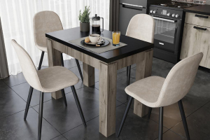 Эдинбург Стол дуб крафт серый/черный матовый