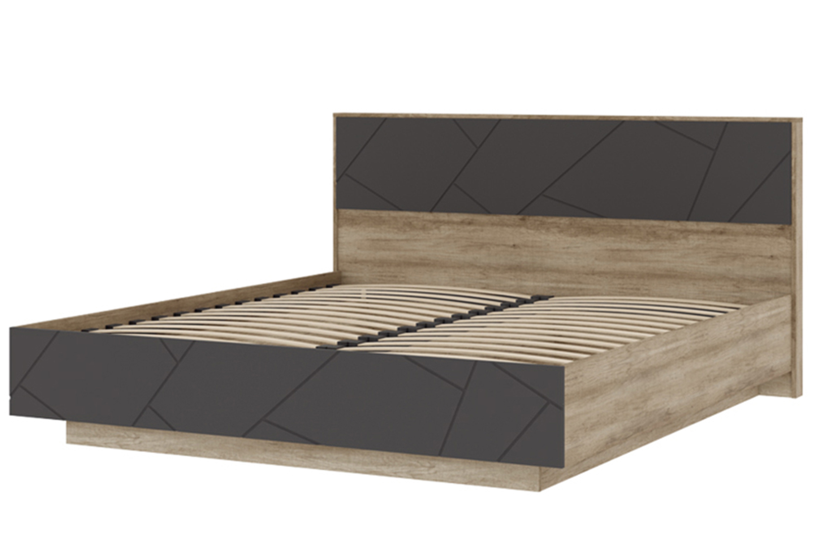 Даллас КР 01 Кровать 160 с ортопед. основанием Дуб каньон/Софт графит