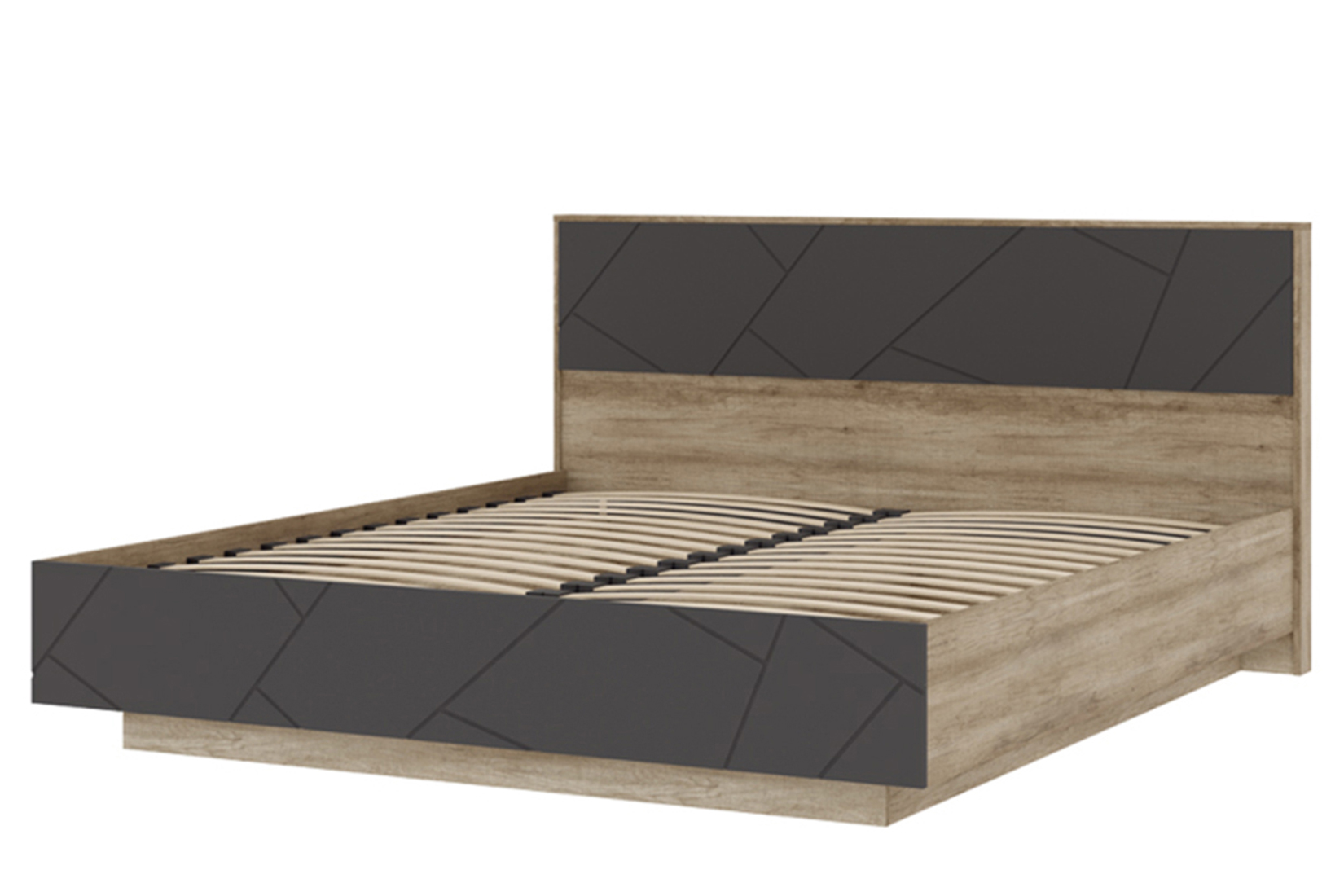 Даллас КР 01 Кровать 160 с ортопед. основанием Дуб каньон/Софт графит