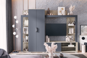 Невада Стенка дуб крафт серый/графит