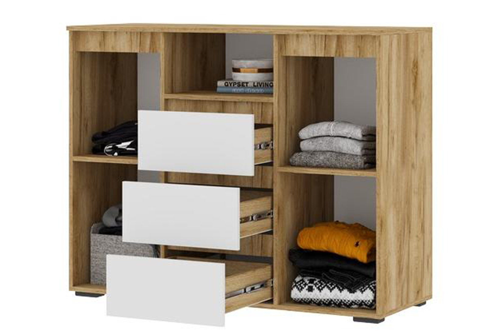 Хелен КМ 01 Комод 1202 белый/дуб крафт золотой