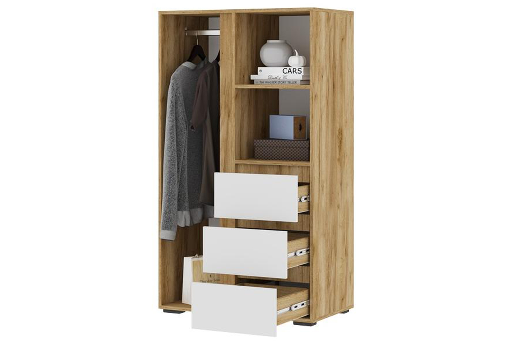 Хелен ШК 03 Шкаф белый/дуб крафт золотой