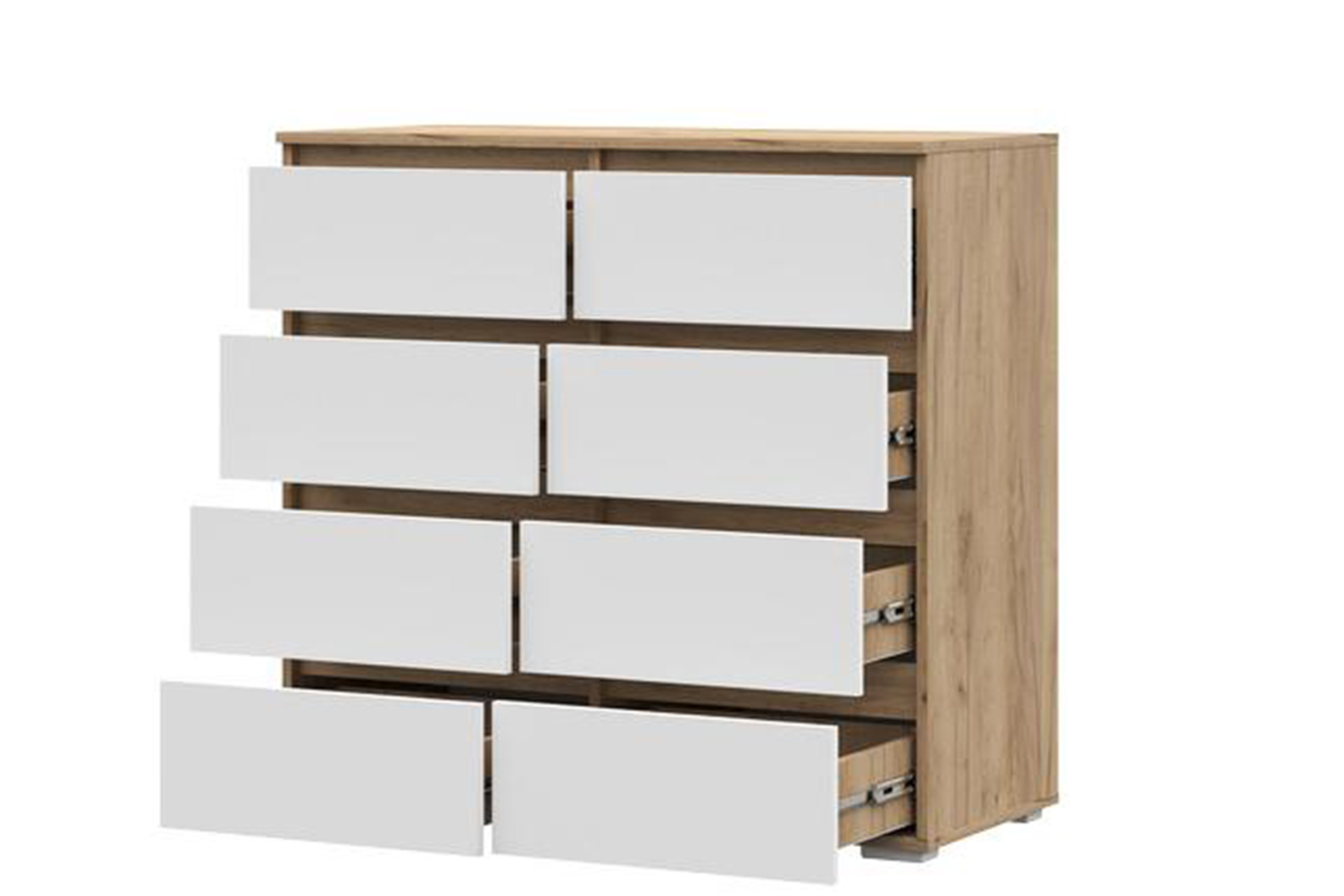 Хелен КМ 04 Комод 8 ящиков белый/дуб крафт золотой