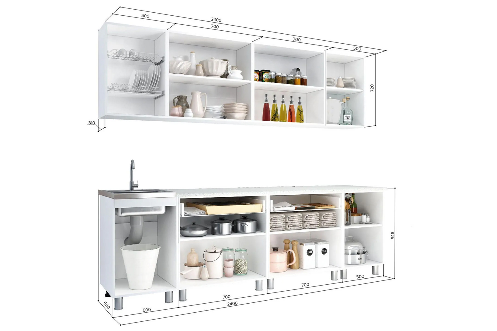 Айсбери Кухня 2,4м белый/сонома