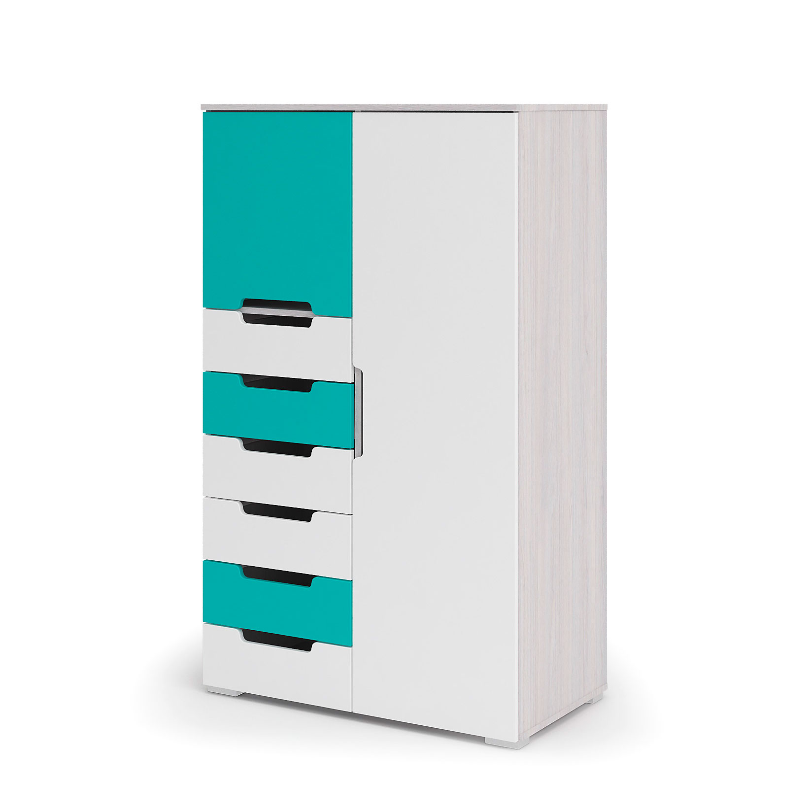 МИА КМ 053 комод-шкаф бирюзовый металлик/дуб анкор светлый