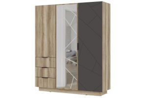 Даллас ШК 01 Шкаф 3х-ств. Дуб каньон/Софт графит