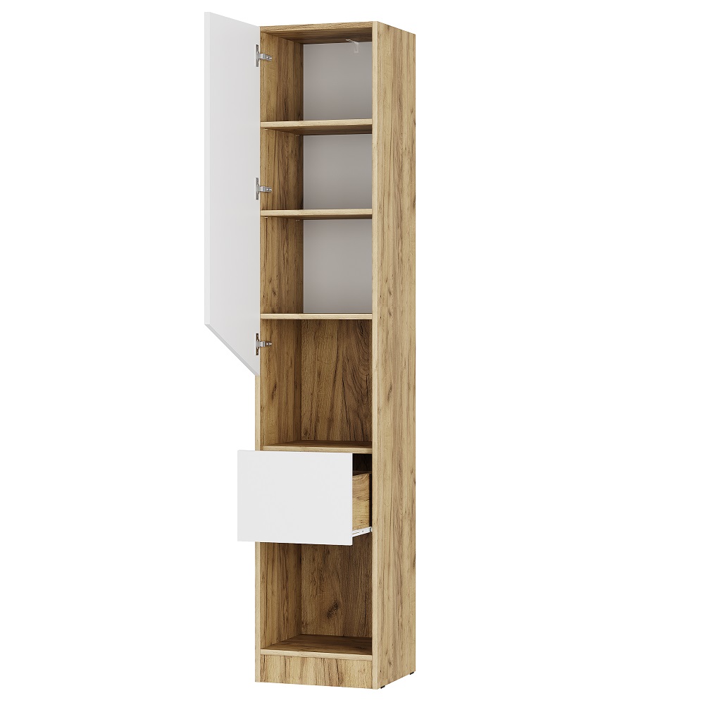 Гудвин Шкаф-пенал левый Дуб ирландский/Белый шагрень