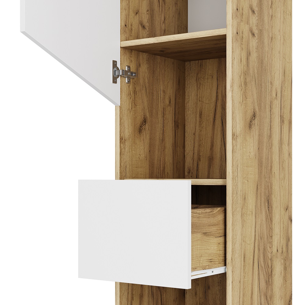 Гудвин Шкаф-пенал левый Дуб ирландский/Белый шагрень