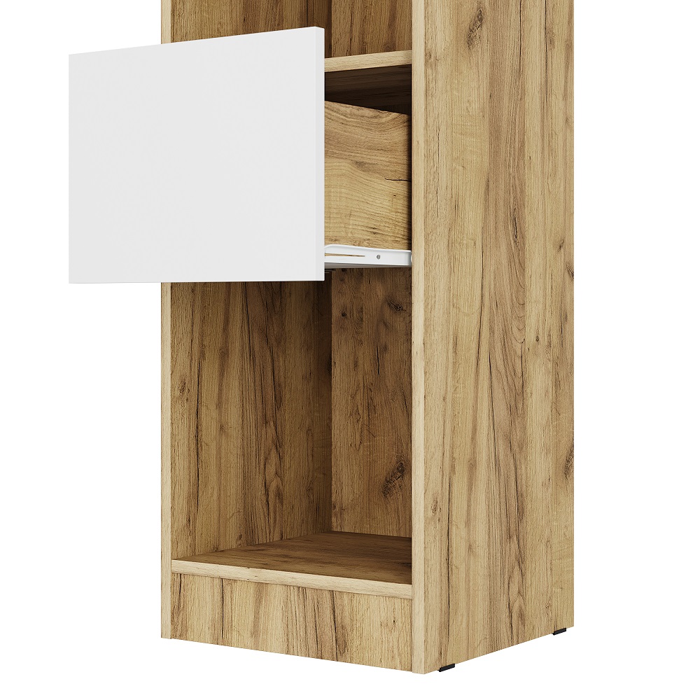 Гудвин Шкаф-пенал левый Дуб ирландский/Белый шагрень