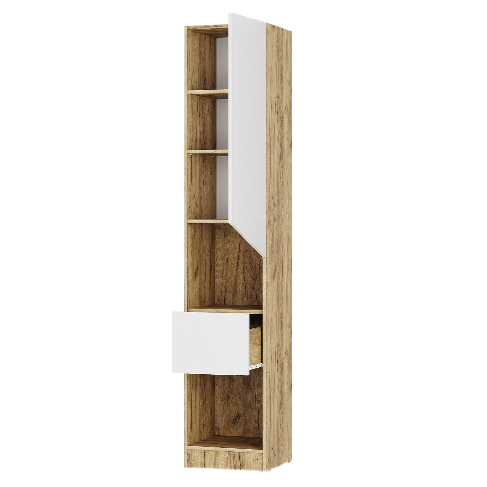 Гудвин шкаф-пенал правый  Дуб ирландский/Белый шагрень