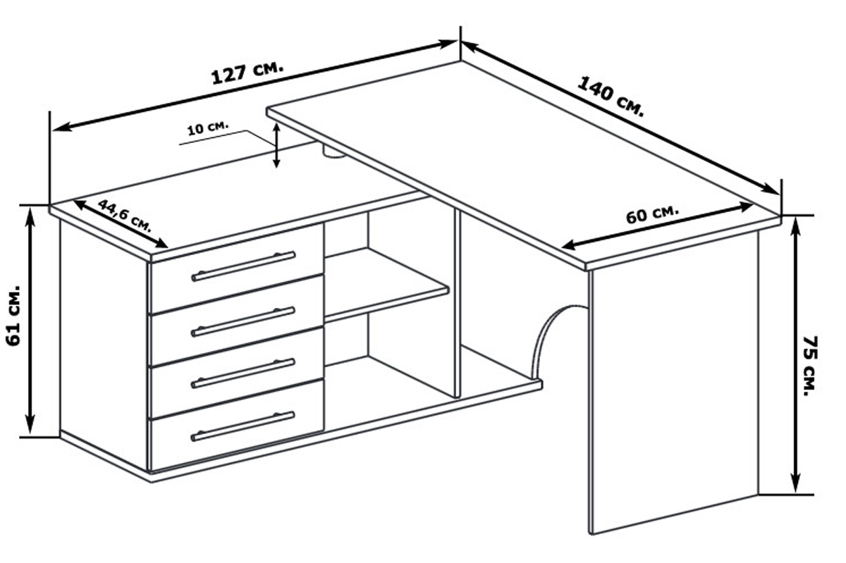 КСТ-109Л Стол компьютерный левый венге