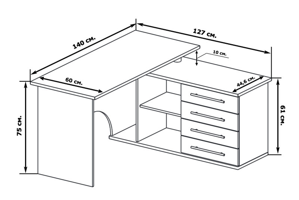 КСТ-109П Стол компьютерный правый, венге