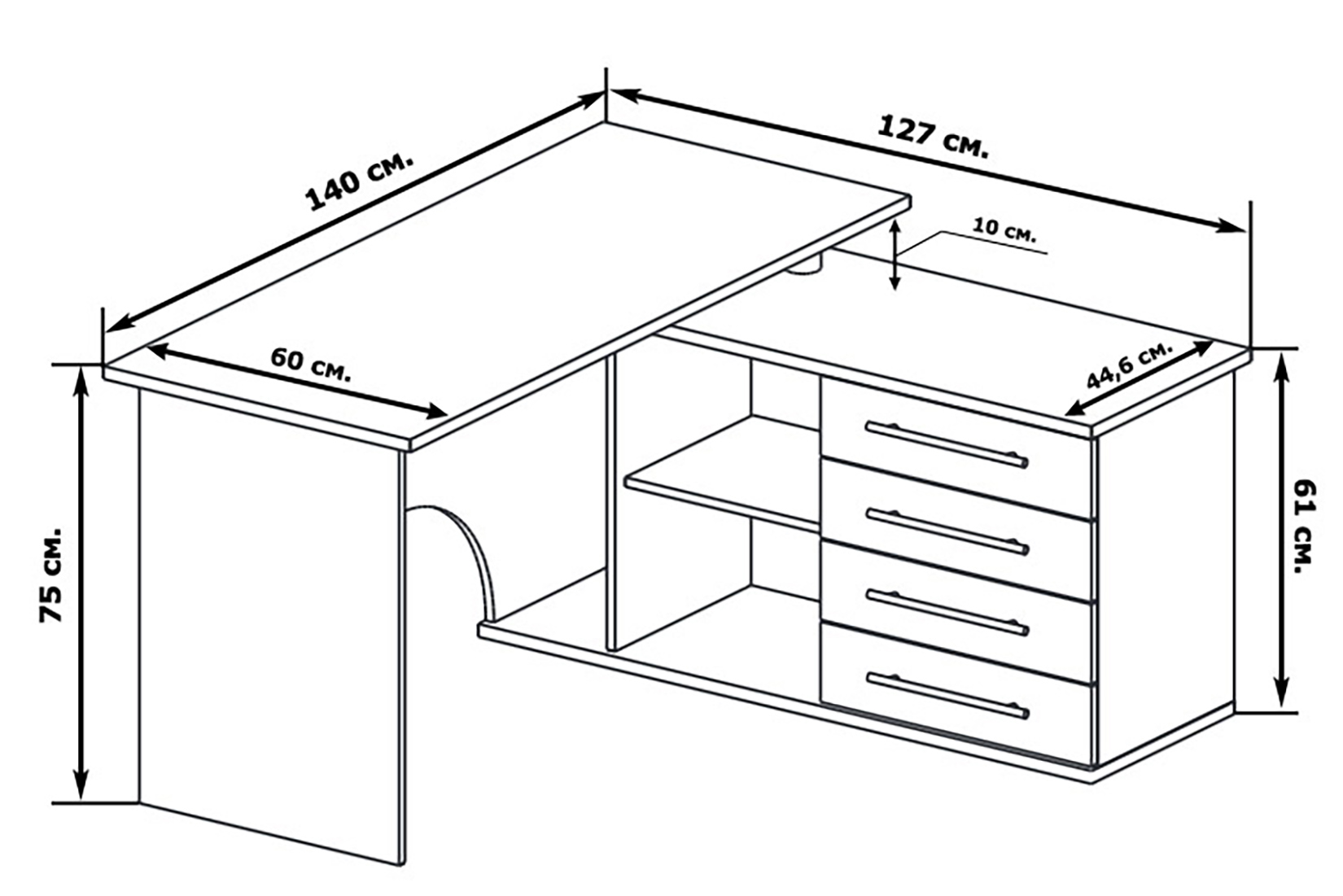 КСТ-109П Стол компьютерный правый, дуб сонома/белый