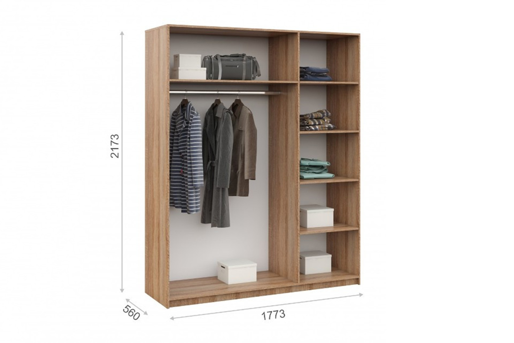 Дакота Шкаф 3-х дверный Дуб сонома/Белый глянец