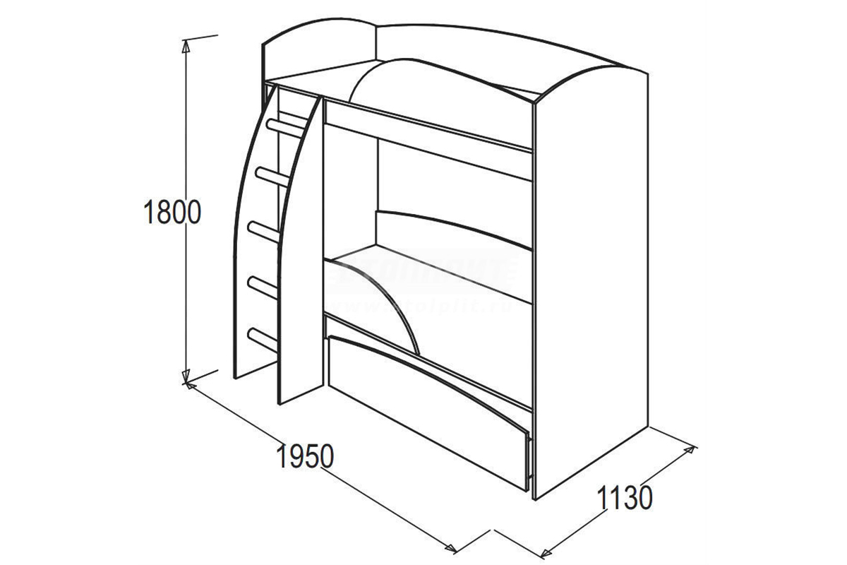 Омега Кровать 2-х ярусная  Белфорд/венге
