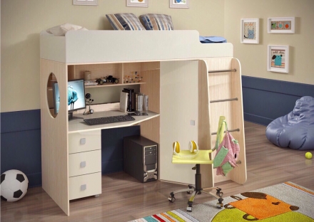 Сказка Кровать-чердак  Дуб Белфорд/Белый