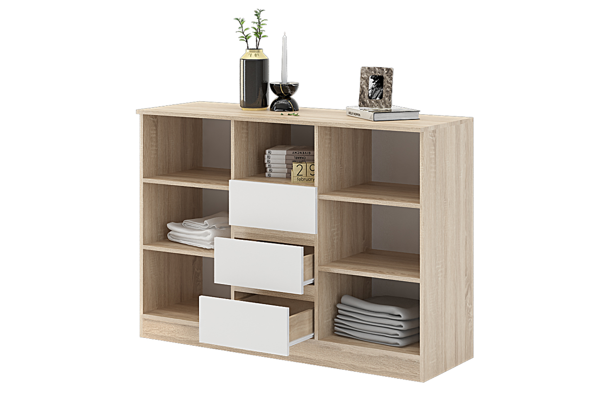 Софи  Комод  Дуб сонома/ Белый глянец (2 двери)