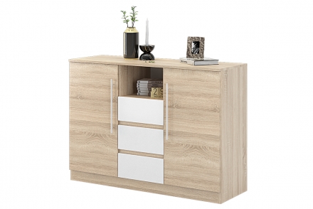 Софи  Комод  Дуб сонома/ Белый глянец (2 двери)